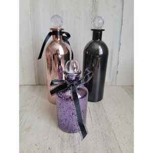 Halloween glass potion bottle set home decor black purple pink unique